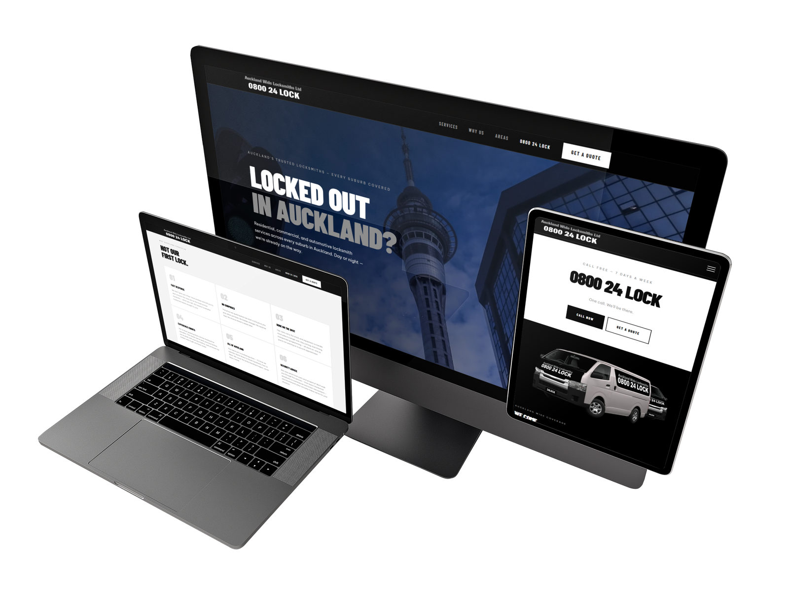 Auckland Wide Locksmiths tradie website designed by Buildify
