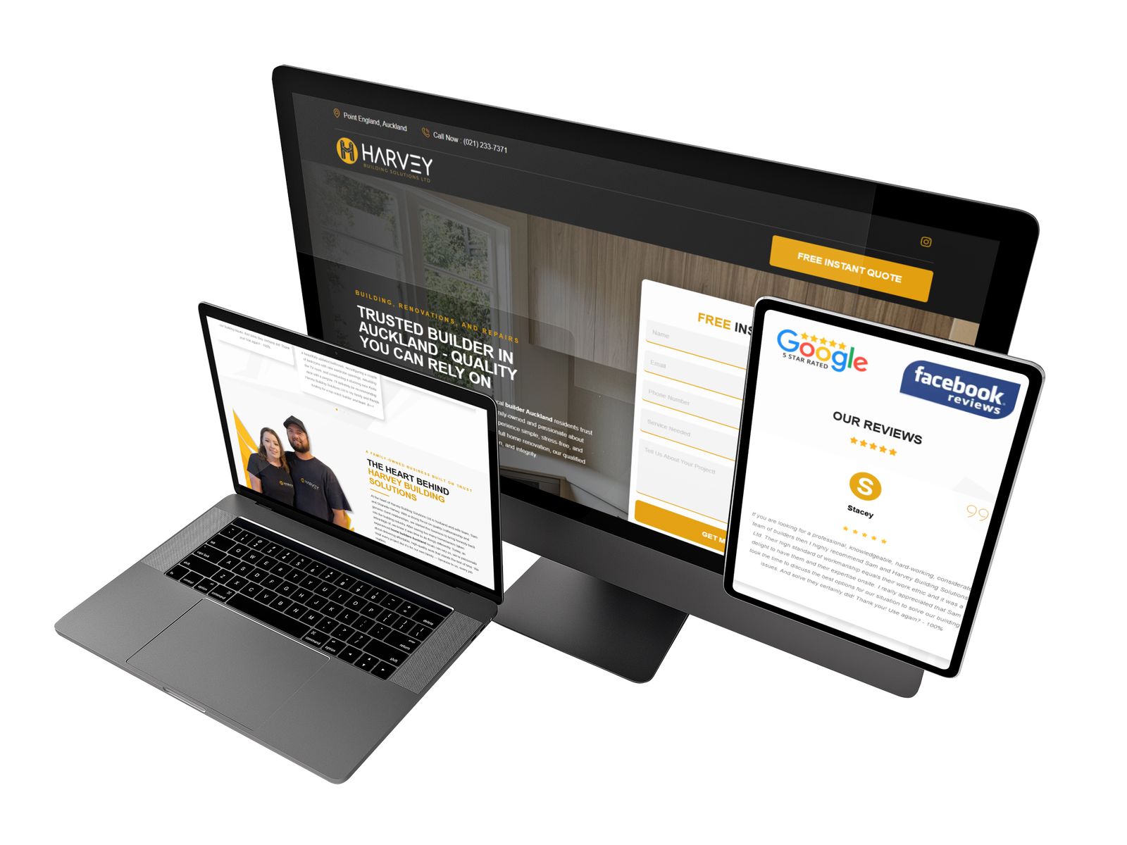 Harvey Building Solutions tradie website designed by Buildify